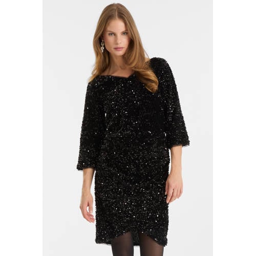 anytime jurk met pailletten zwart afbeelding