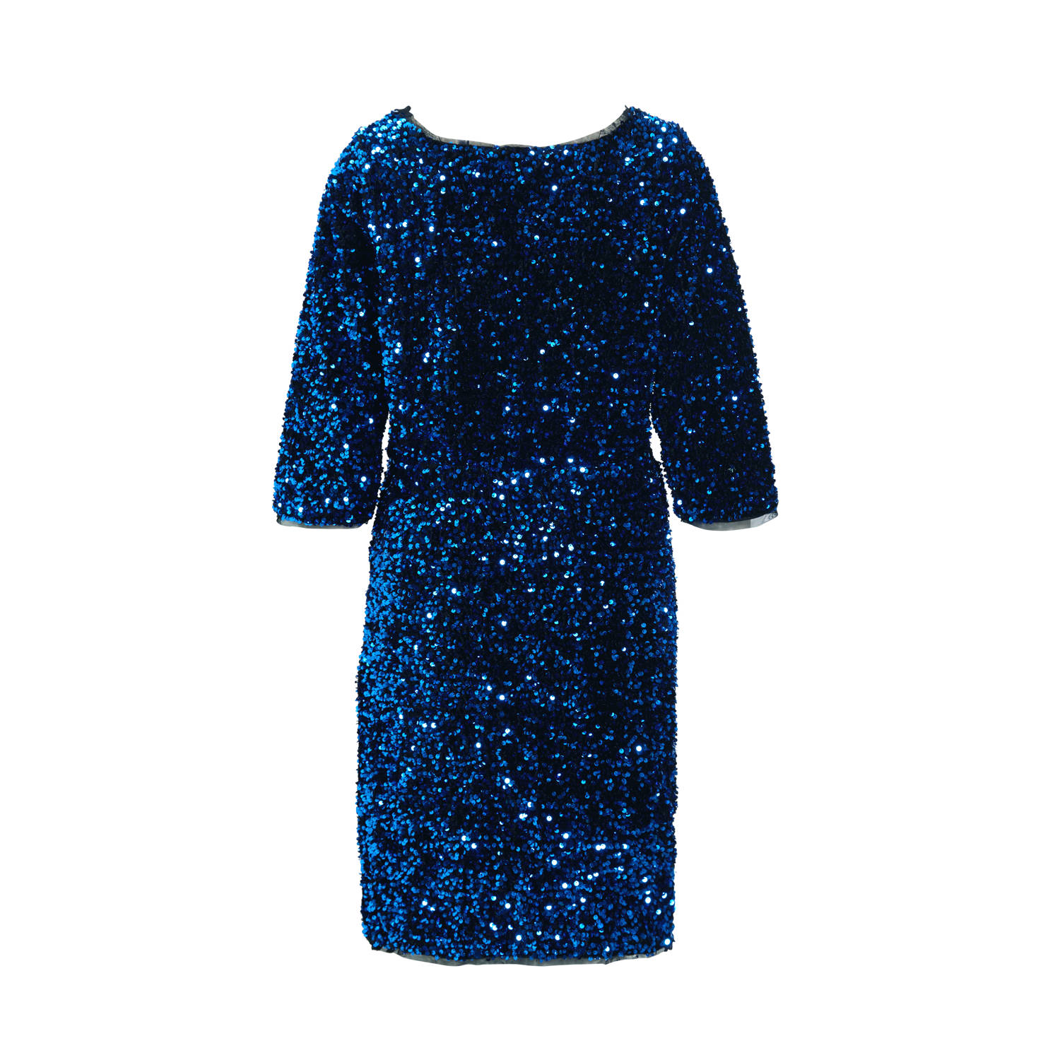 anytime jurk met pailletten blauw