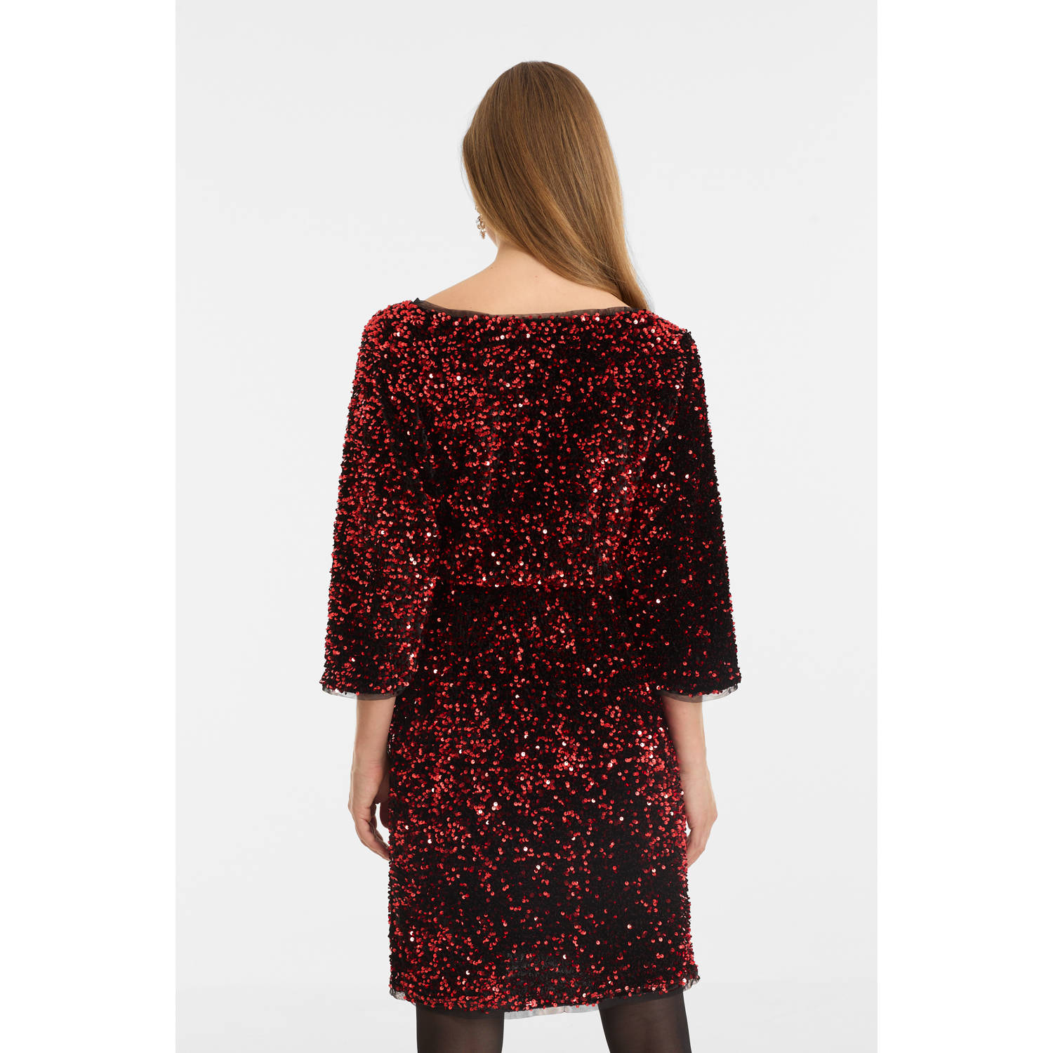 anytime jurk met pailletten rood
