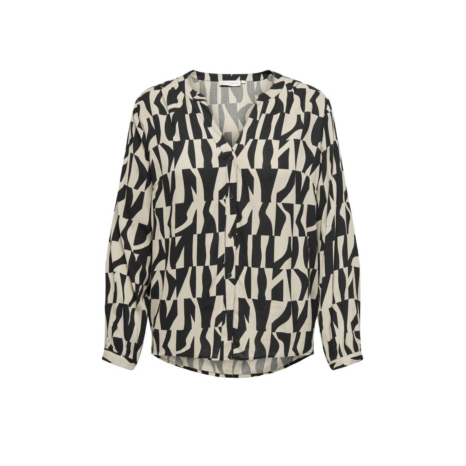 ONLY CARMAKOMA blouse met all over print zwart