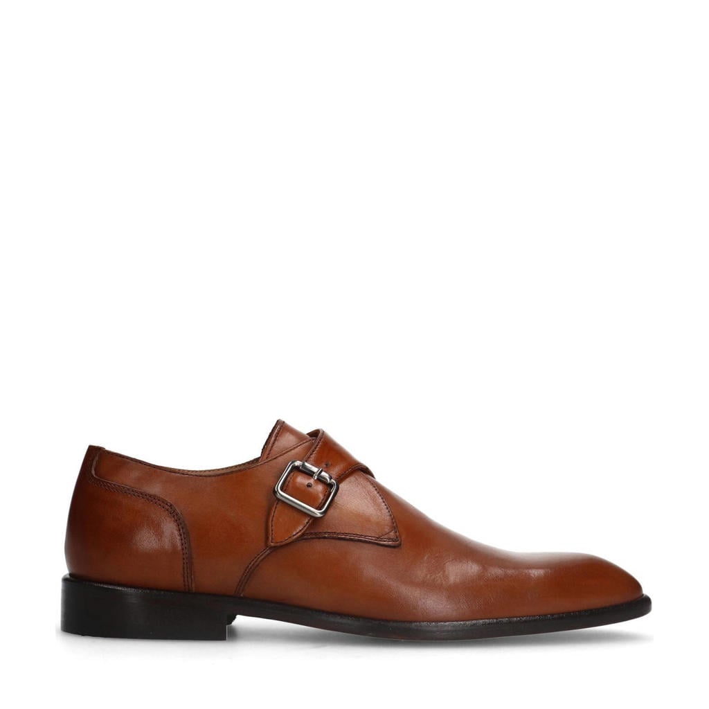 Cognackleurige heren Manfield leren gespschoenen