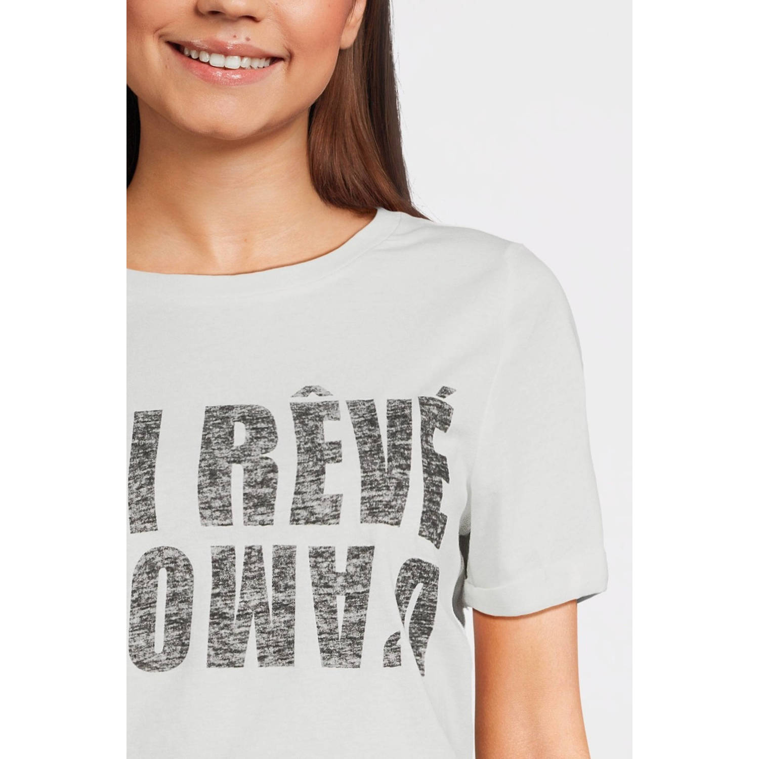 JDY T-shirt met printopdruk ecru