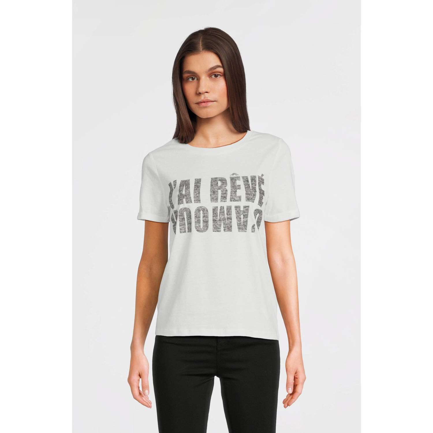 JDY T-shirt met printopdruk ecru
