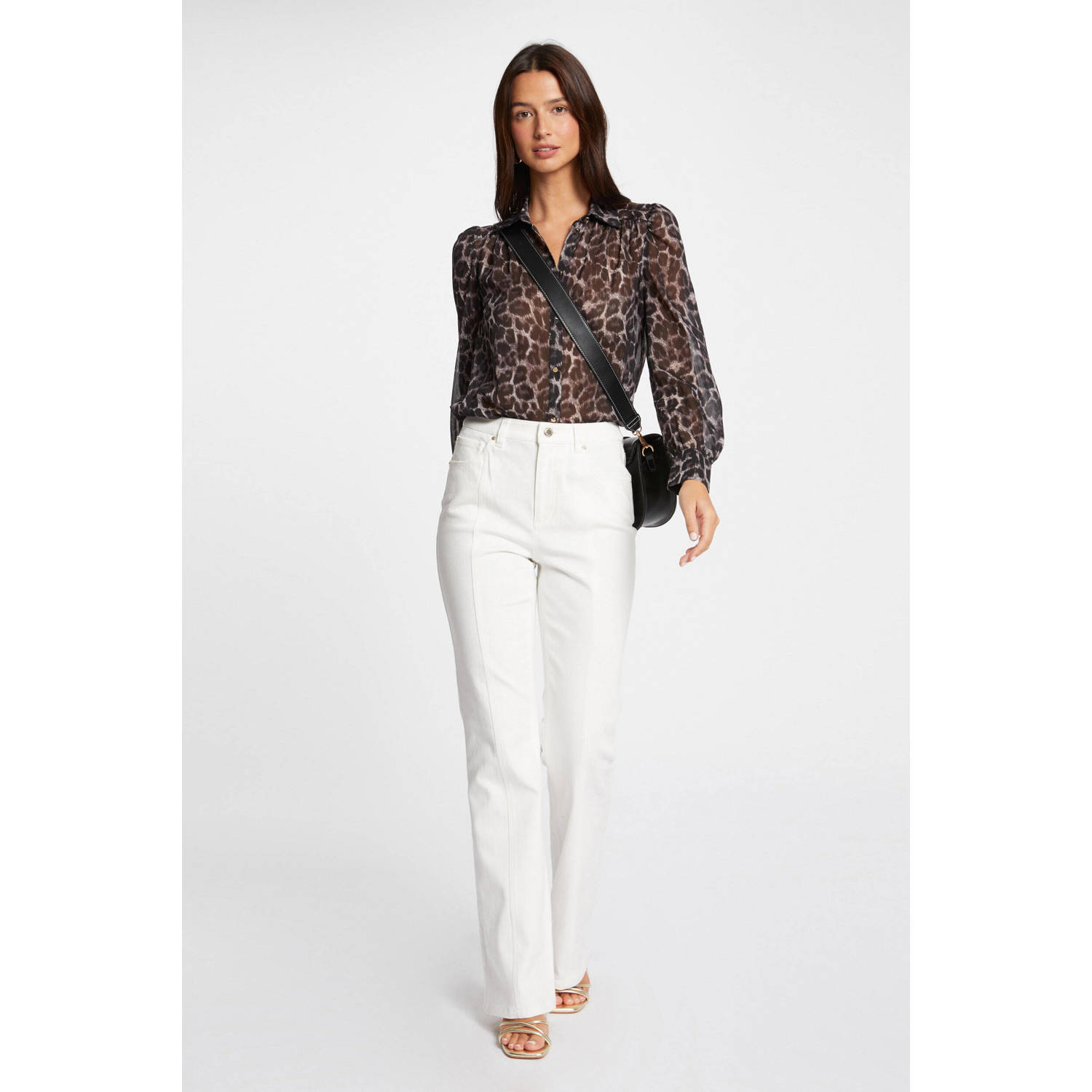 Morgan blouse met panterprint bruin lichtbruin