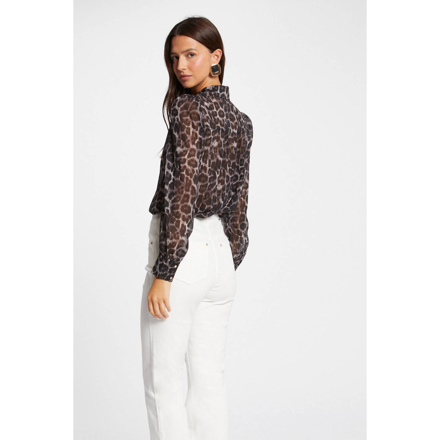 Morgan blouse met panterprint bruin lichtbruin