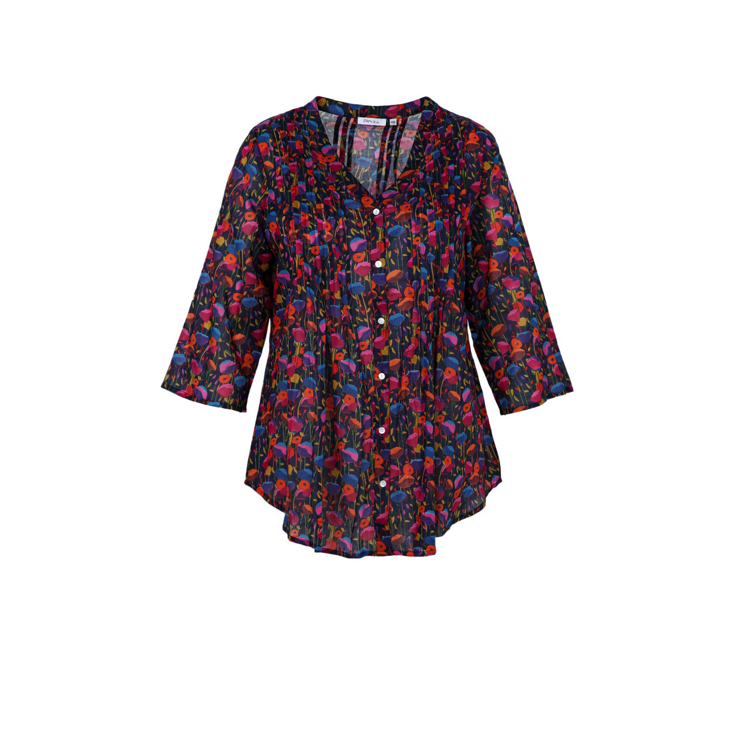 Paprika blouse met all over print rood blauw