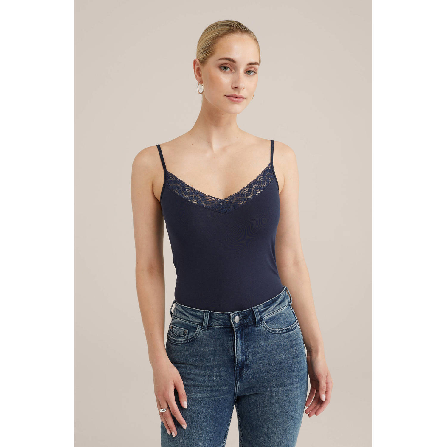 WE Fashion singlet donkerblauw