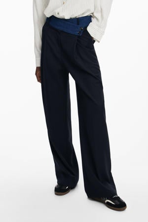 wide leg pantalon donkerblauw/ medium blue denim
