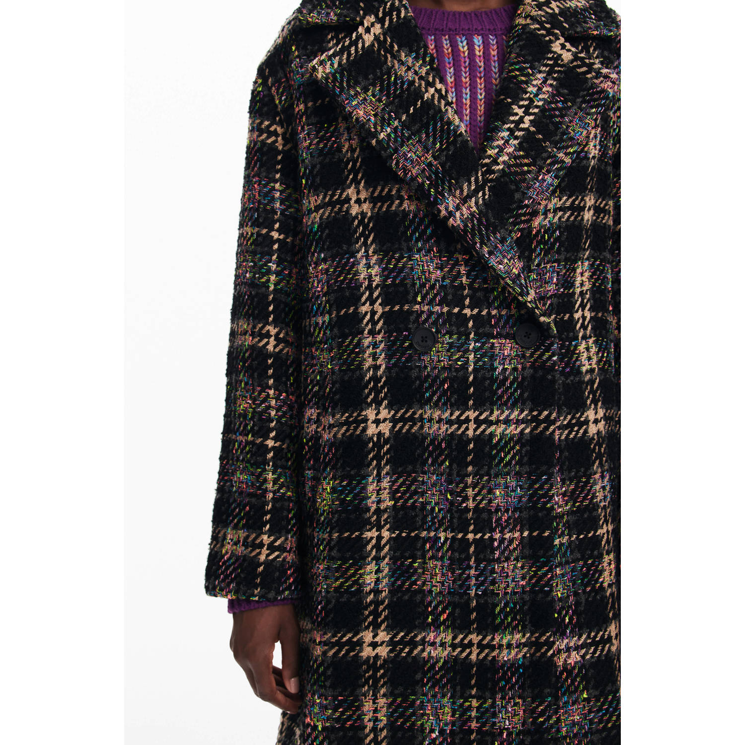 Desigual geruite jas zwart bruin