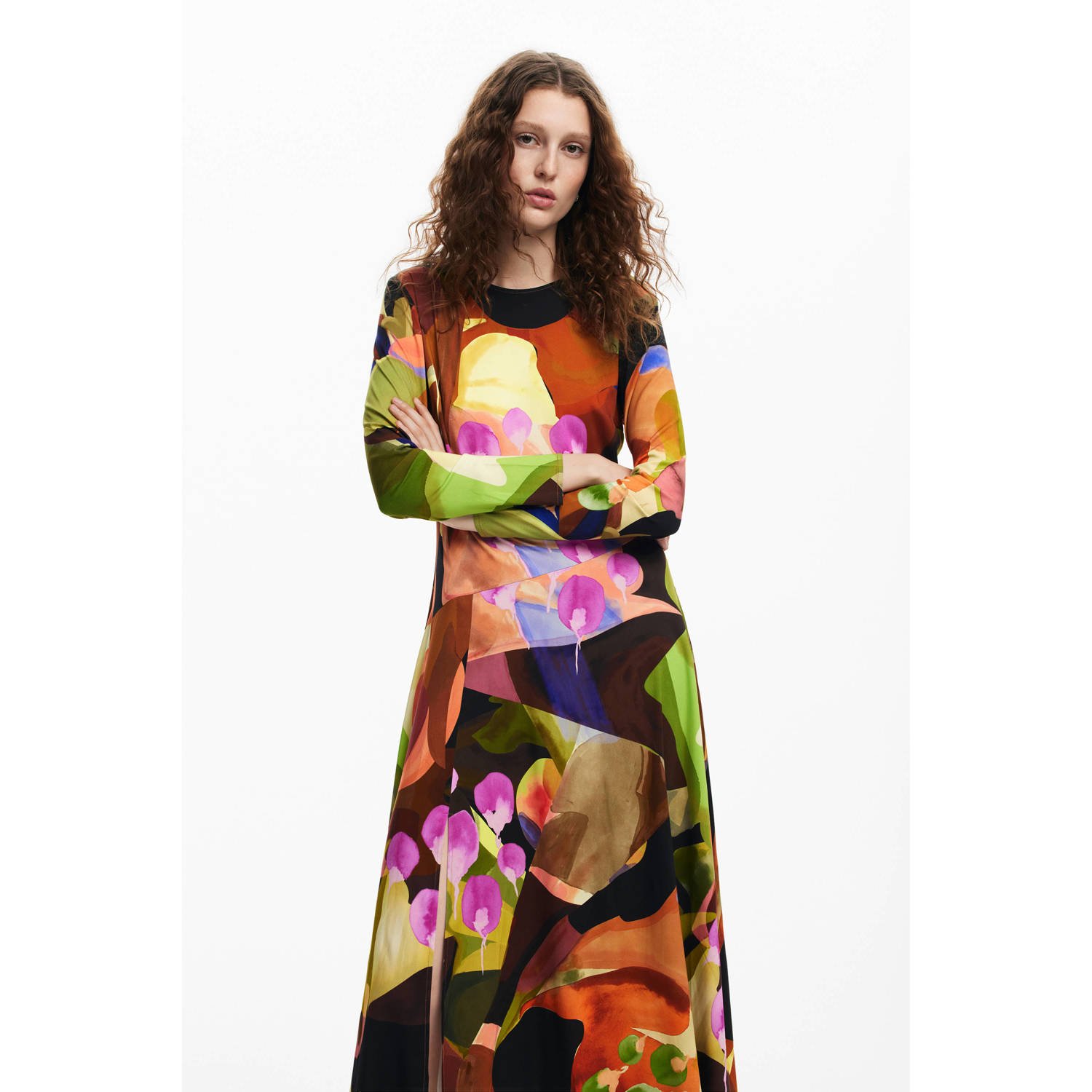 Desigual Elegante Viscose Jurk met Elastaanmix Multicolor Dames