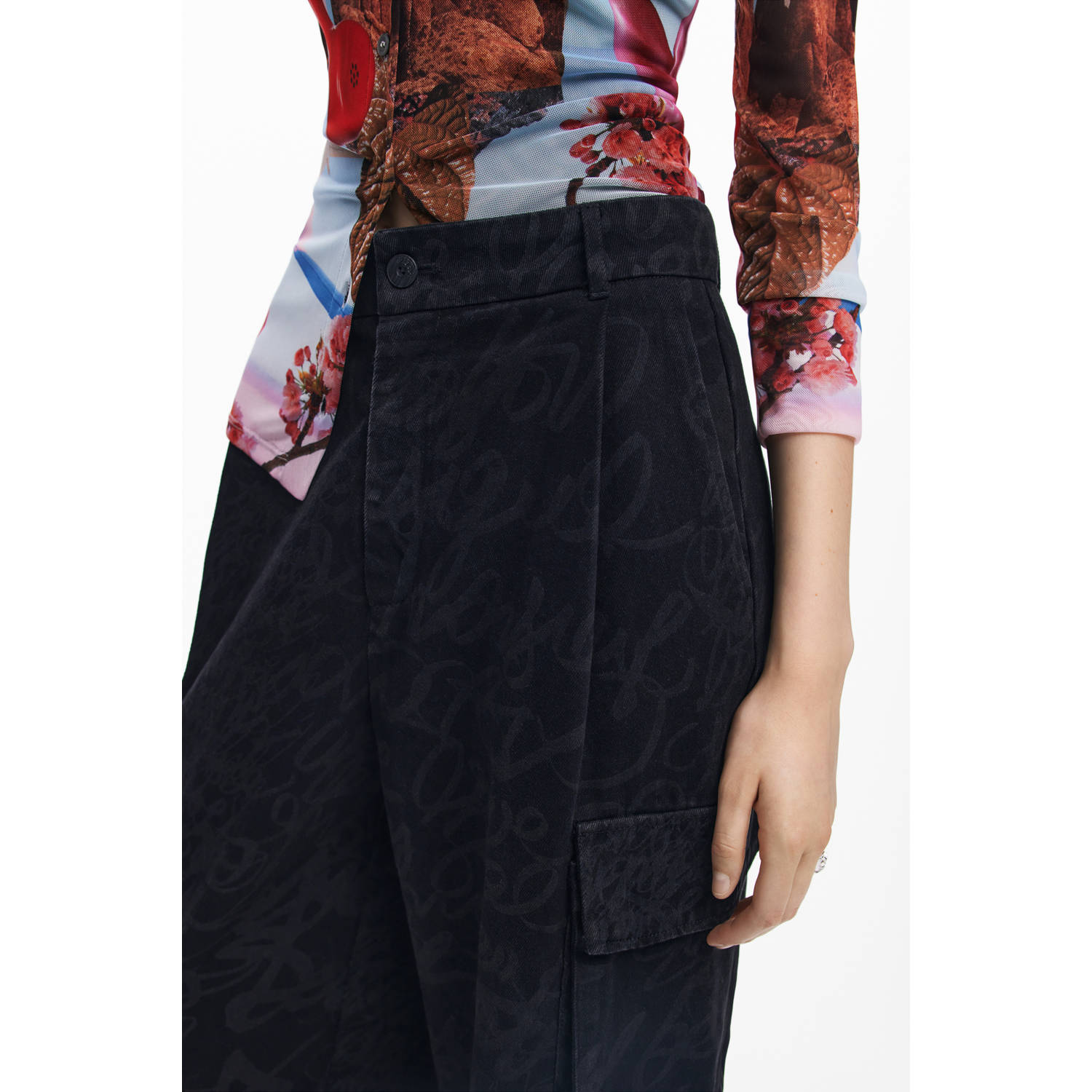 Desigual loose fit cargobroek zwart