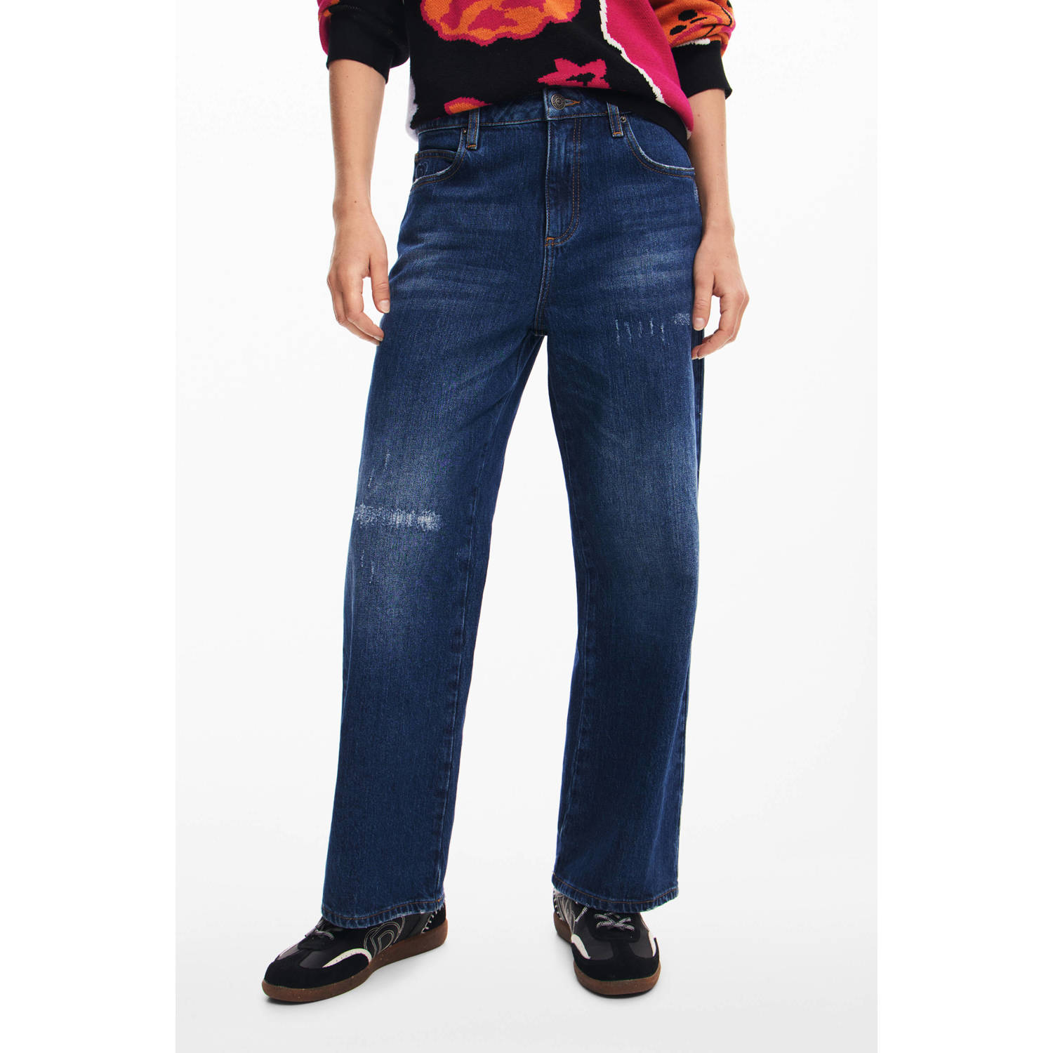 Desigual straight leg jeans dark blue denim