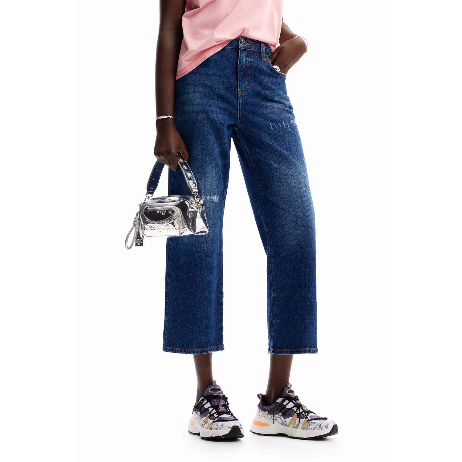 Desigual straight leg jeans dark blue denim