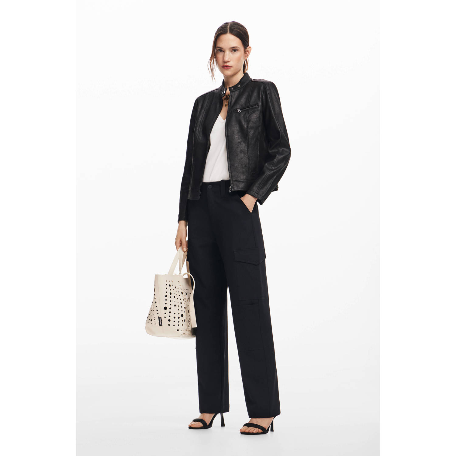 Desigual straight fit pantalon zwart