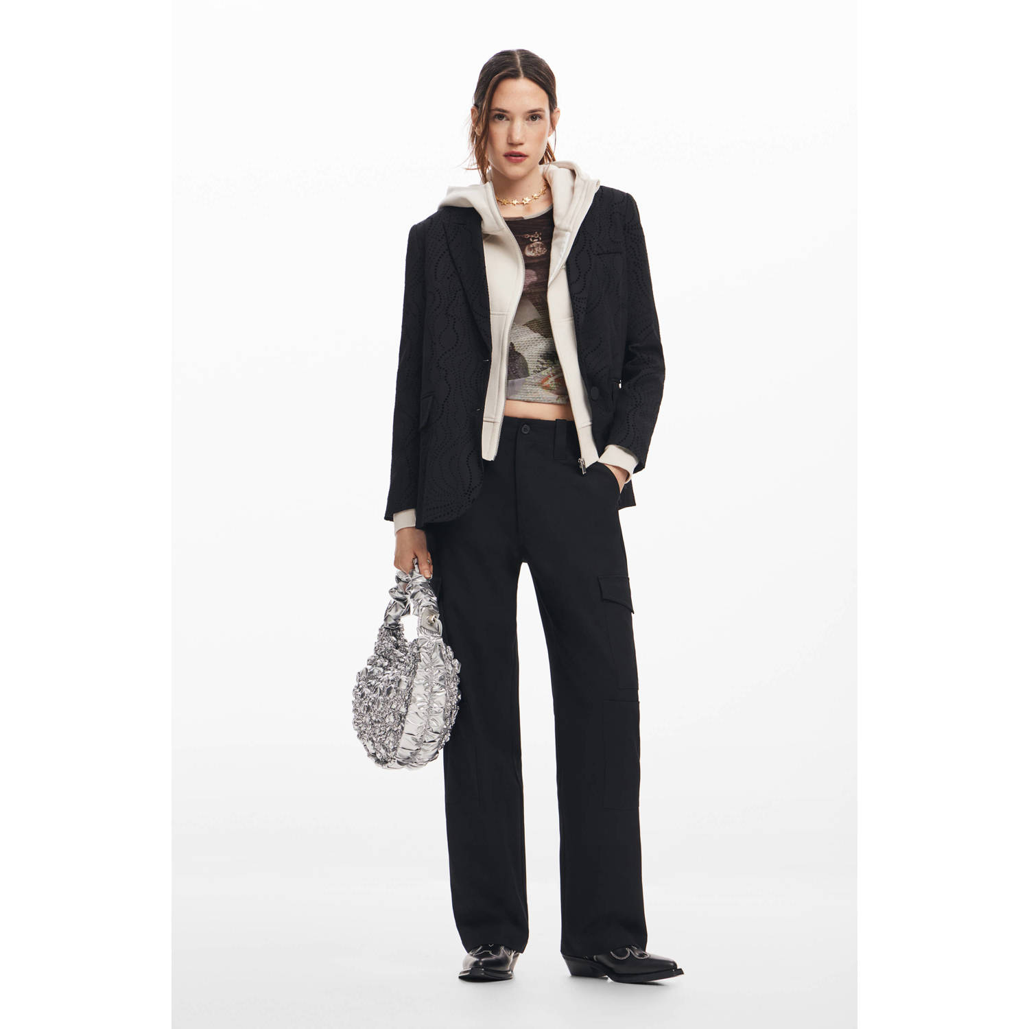 Desigual straight fit pantalon zwart