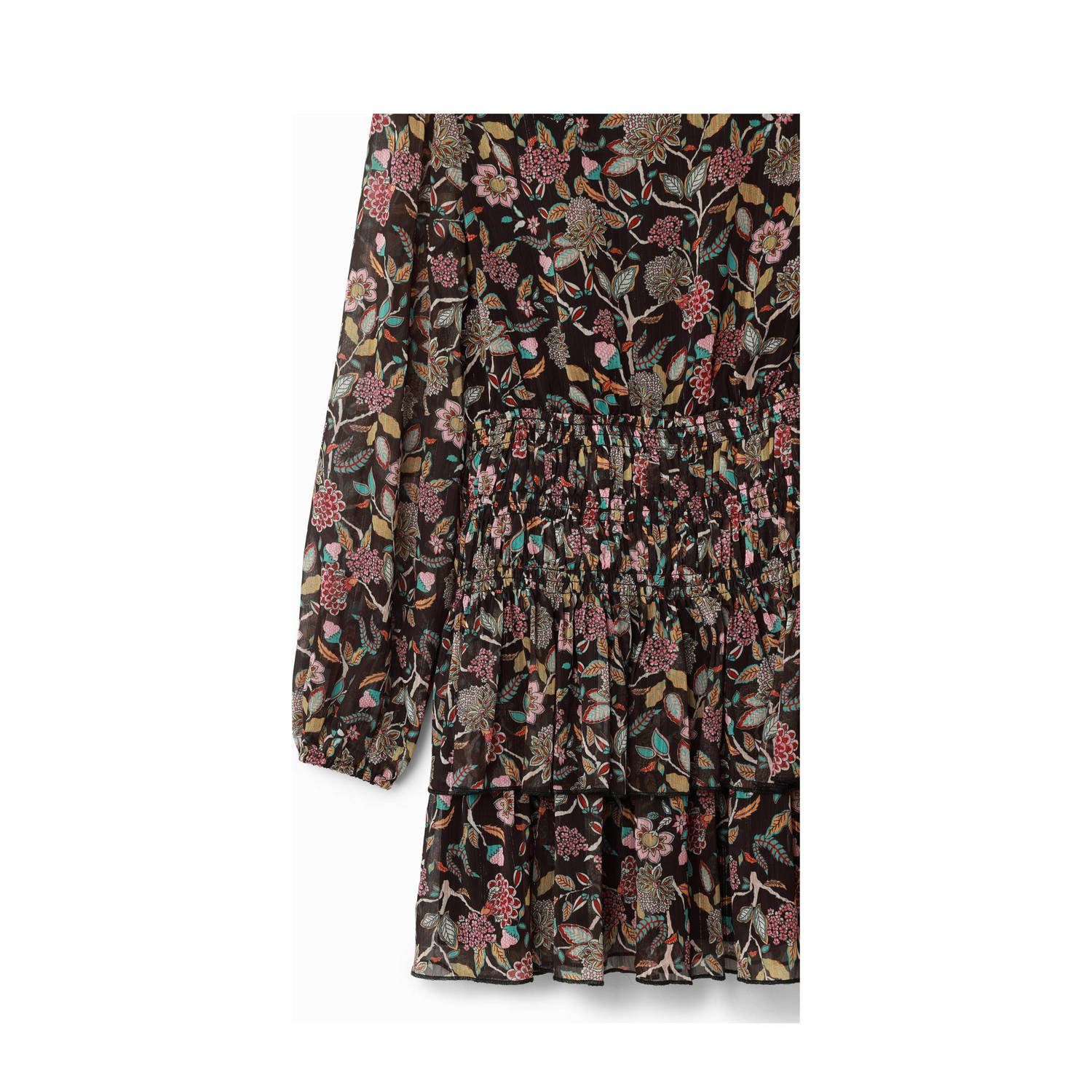 Desigual gebloemde jurk zwart blauw rood