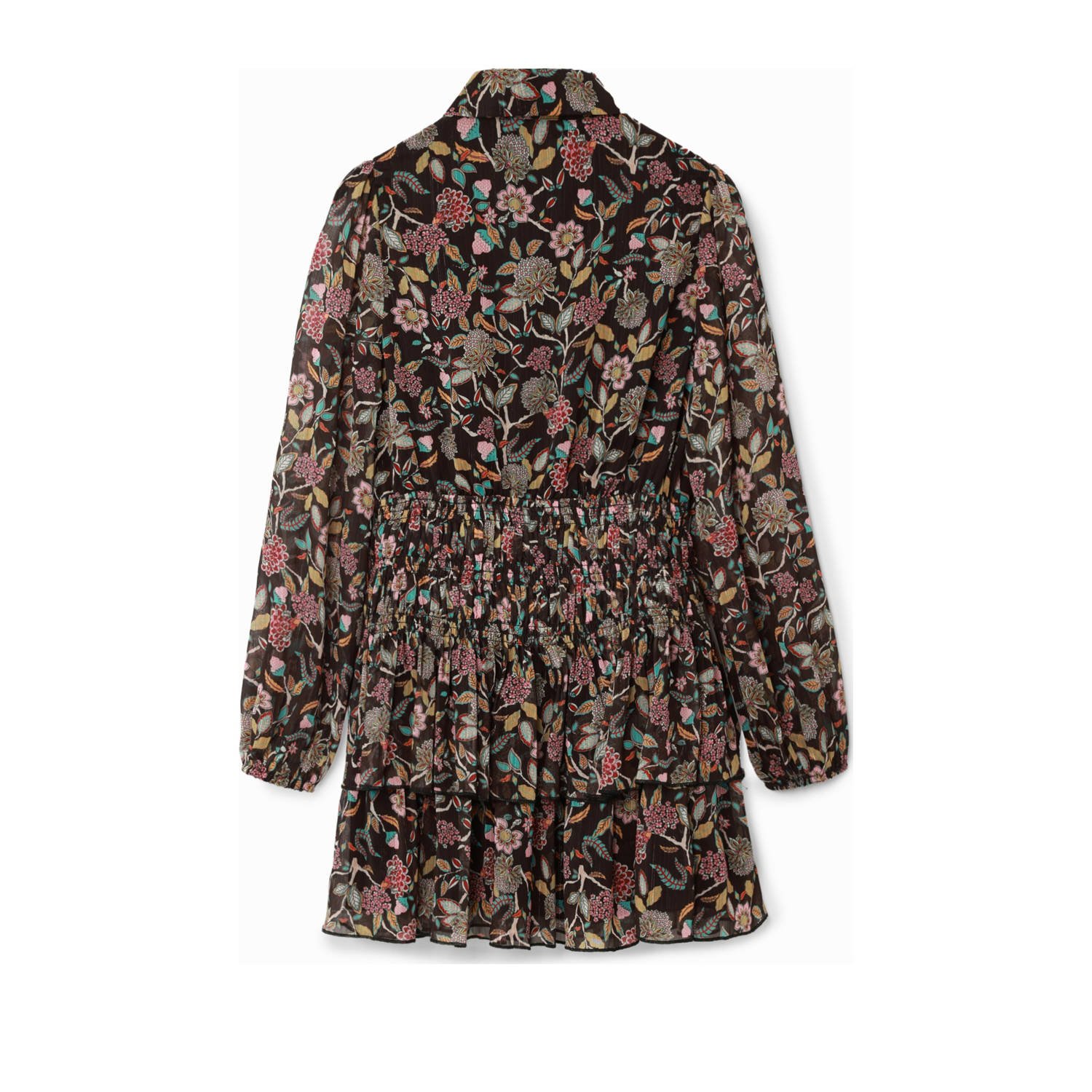Desigual gebloemde jurk zwart blauw rood
