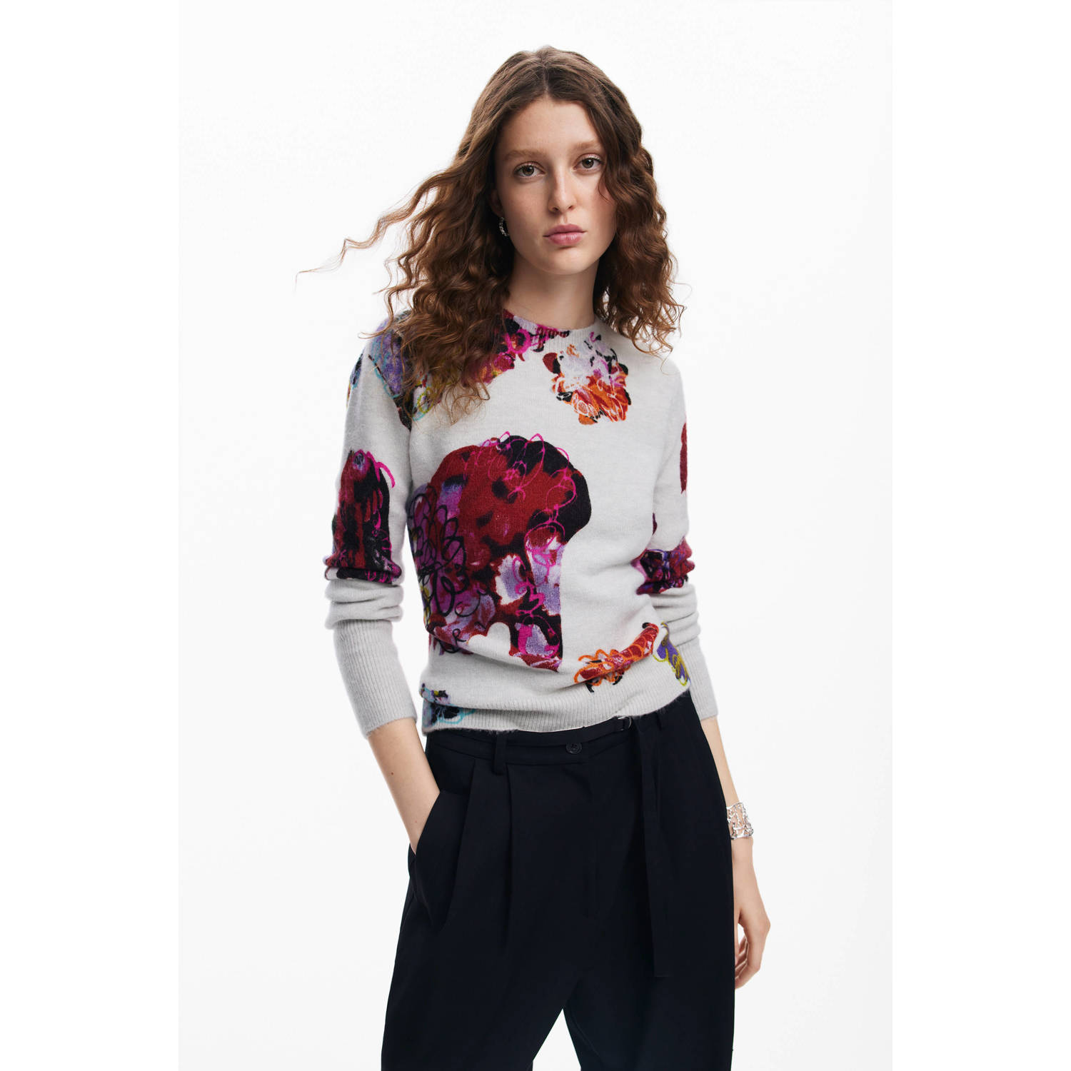 Desigual Bloemen Trui Herfst Winter Collectie Multicolor Dames