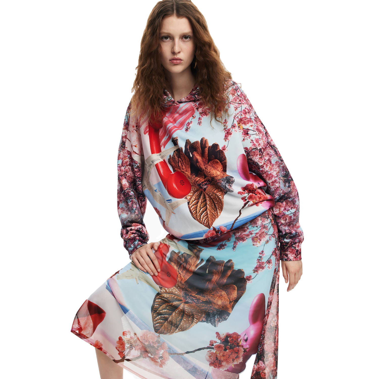 Desigual Bloemenprint hoodie voor vrouwen Multicolor Dames