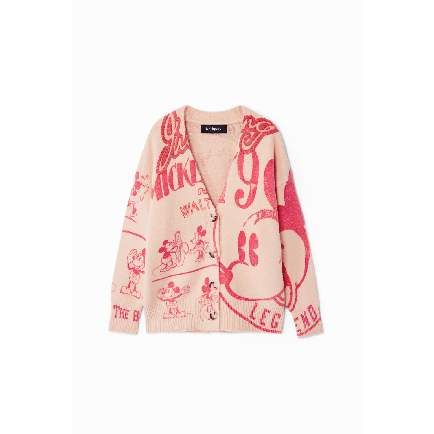 Desigual Mickey Mouse vest met all over print ecru roze