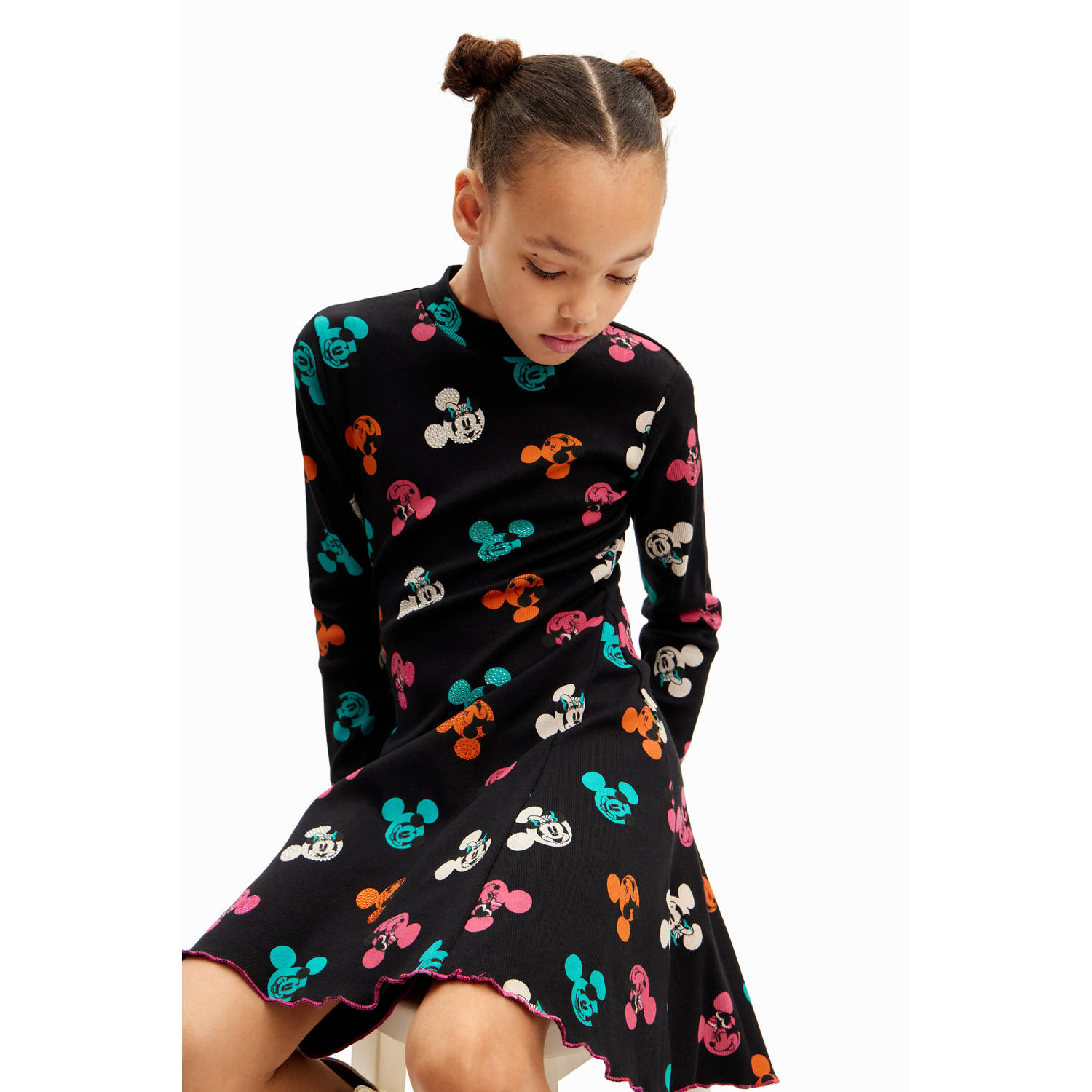 Desigual Mickey Mouse jurk met all over print zwart