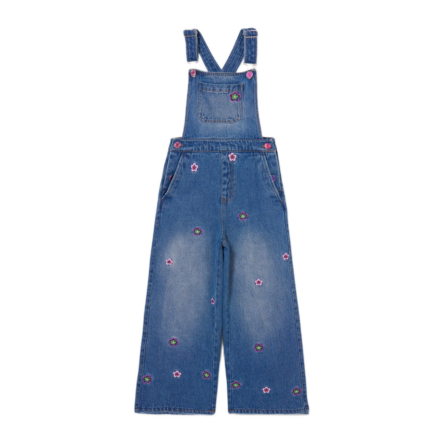 Desigual gebloemde tuinbroek denim medium wash