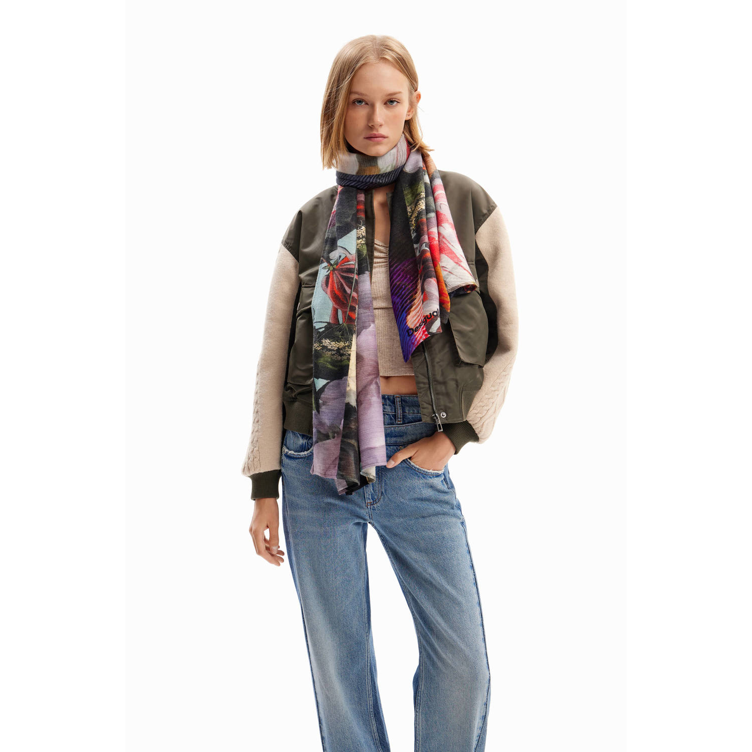 Desigual Lila Polyester Sjaal Herfst Winter Collectie Multicolor Dames