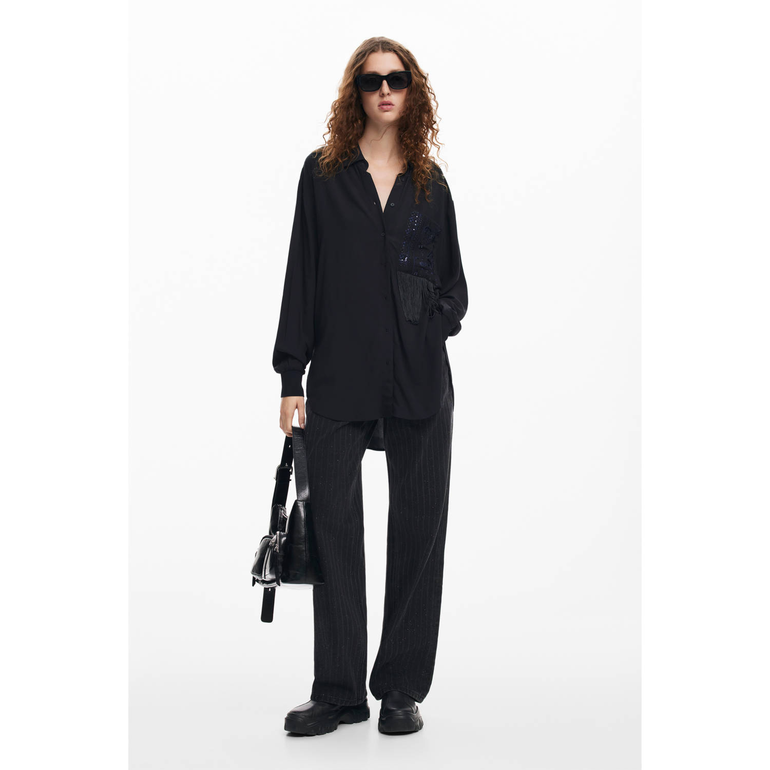 Desigual wide leg jeans black denim