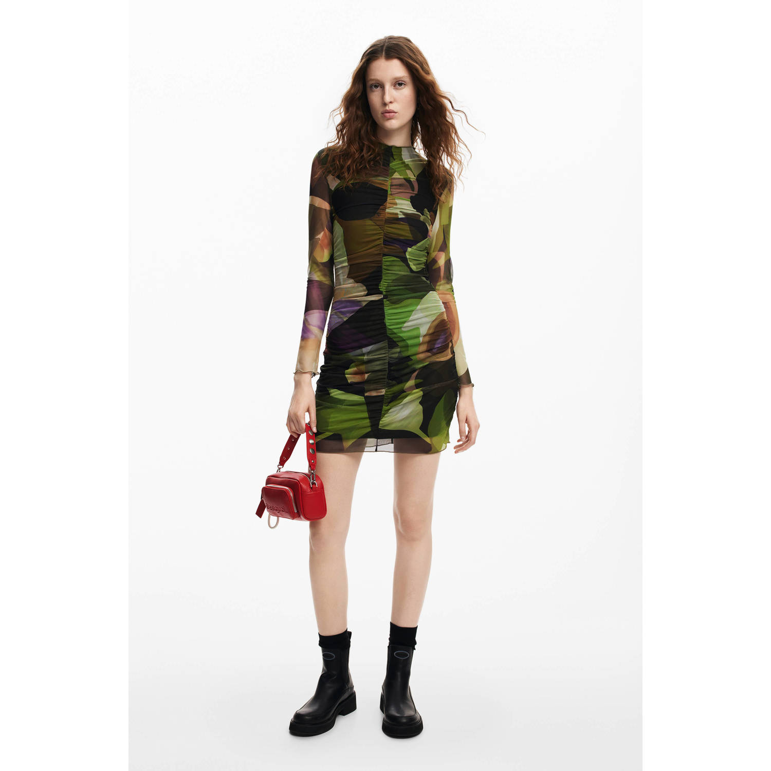 Desigual Levendige Print Elegante Jurk Green Dames
