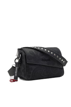 crossbody tas met bloemenprint zwart