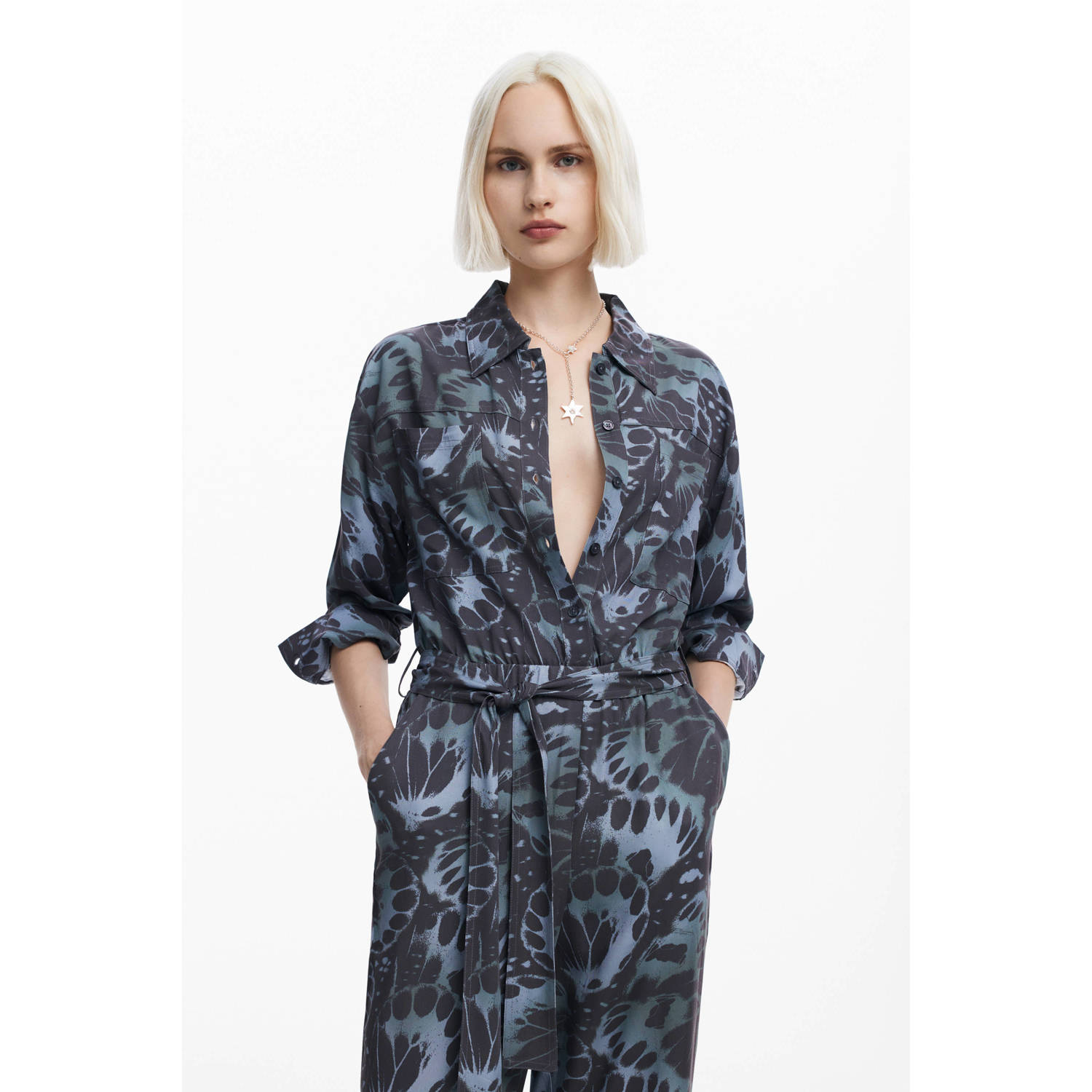 Desigual jumpsuit met all over print blauw donkerblauw