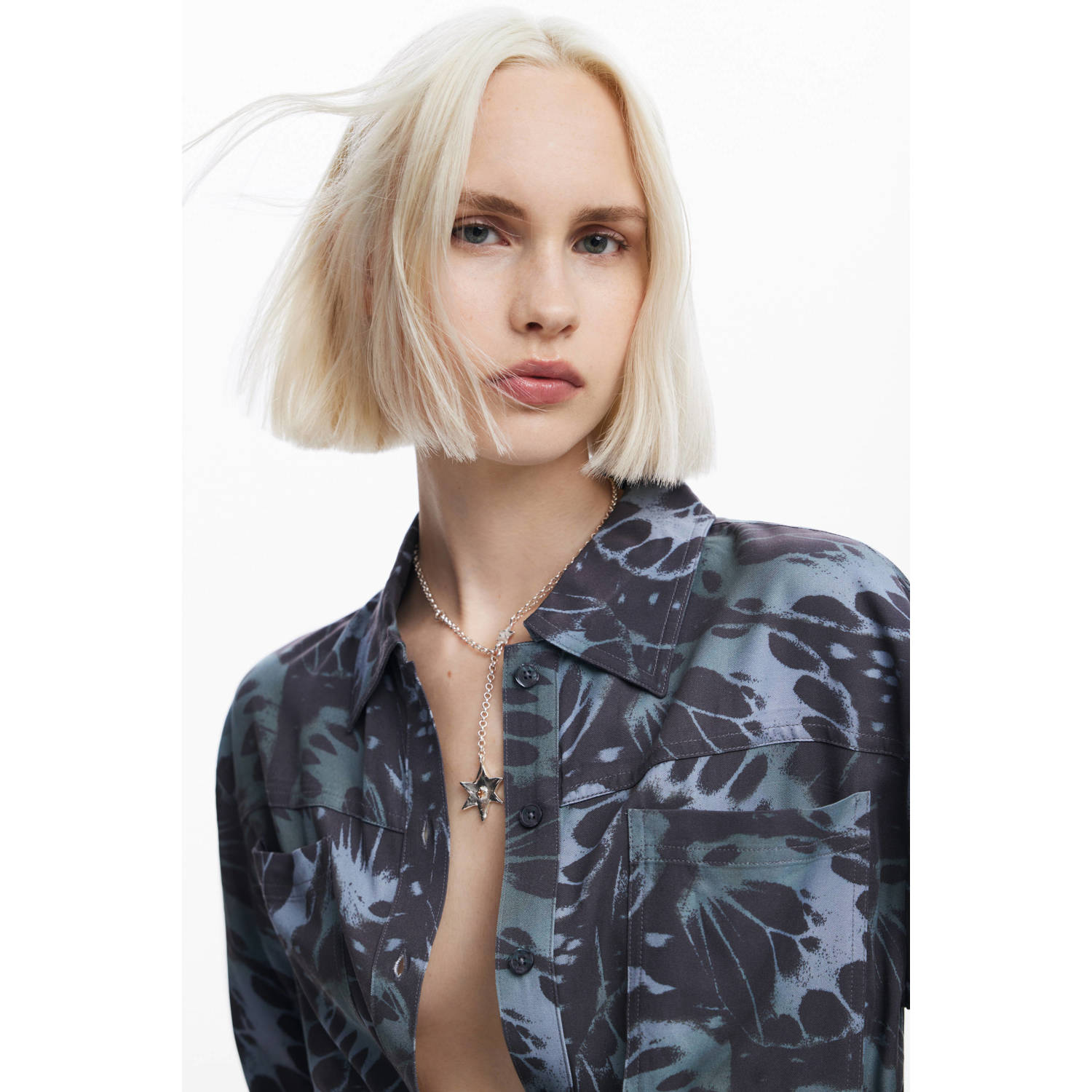 Desigual jumpsuit met all over print blauw donkerblauw