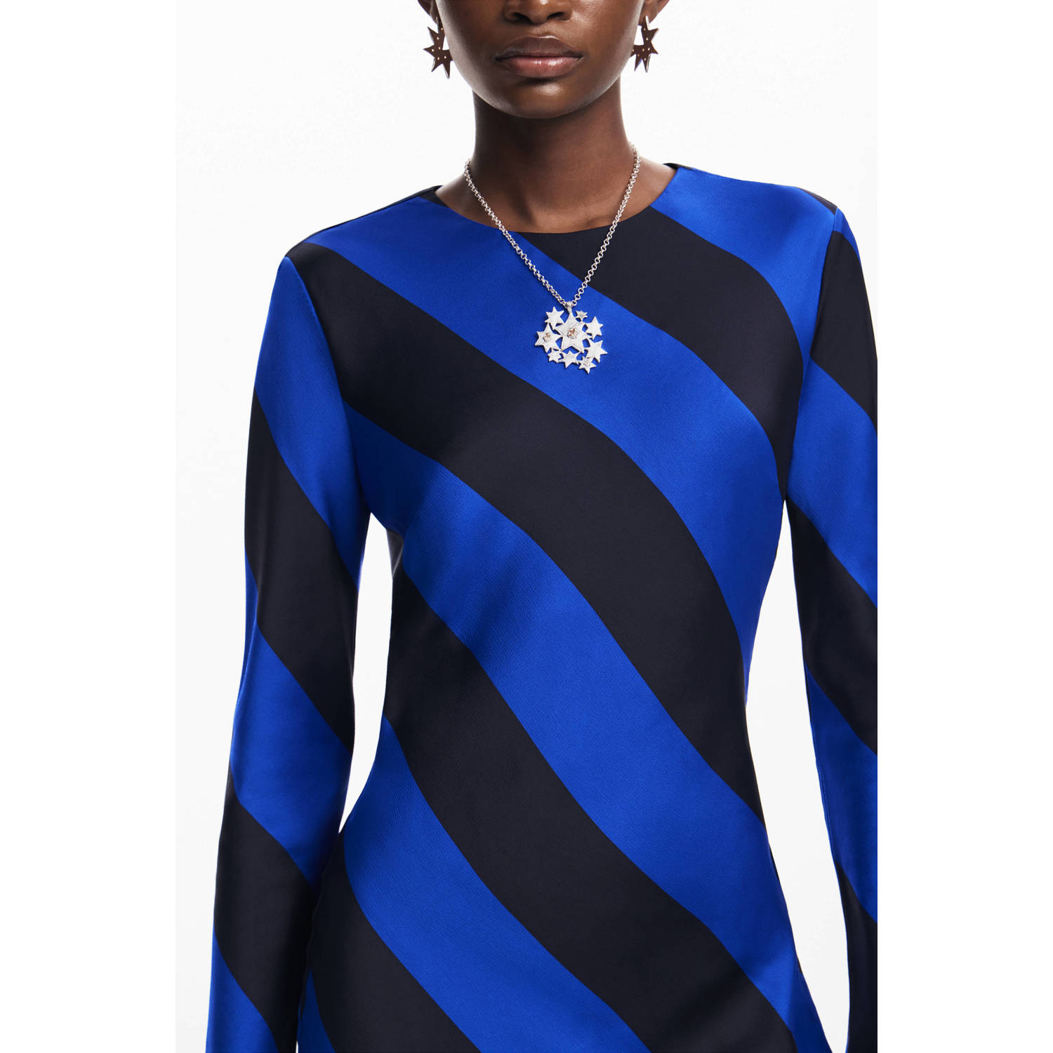 Desigual gestreepte bodycon jurk blauw zwart