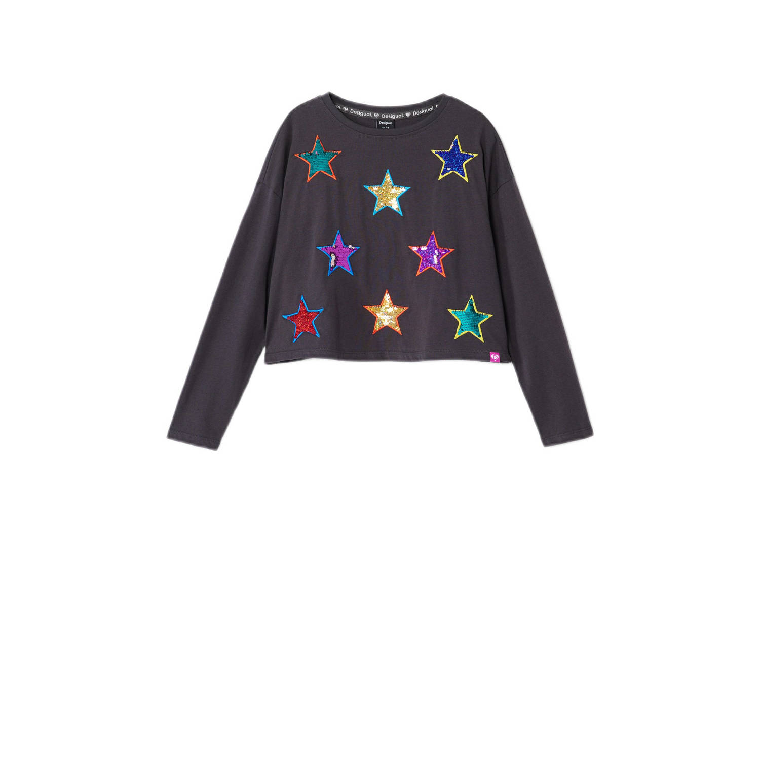 Desigual longsleeve met sterren antraciet