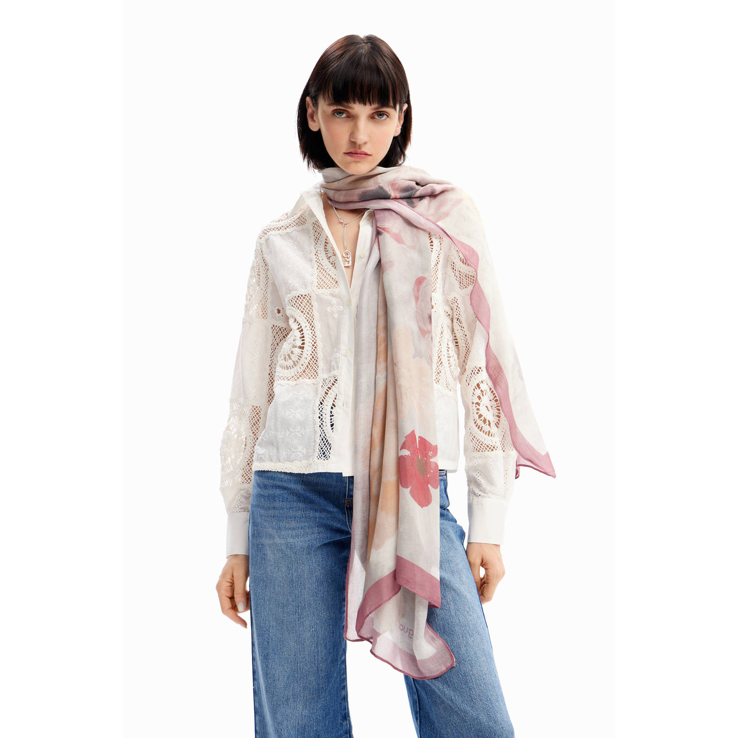 Desigual sjaal met print roze