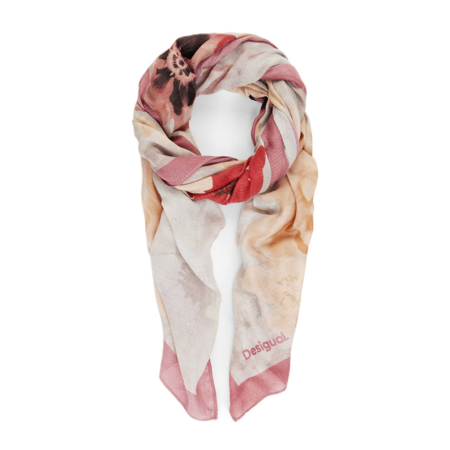 Desigual Grijze Polyester Sjaal Herfst Winter Collectie Multicolor Dames
