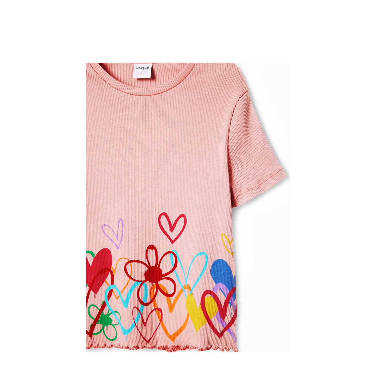 Desigual T-shirt met all over print lichtroze multicolor