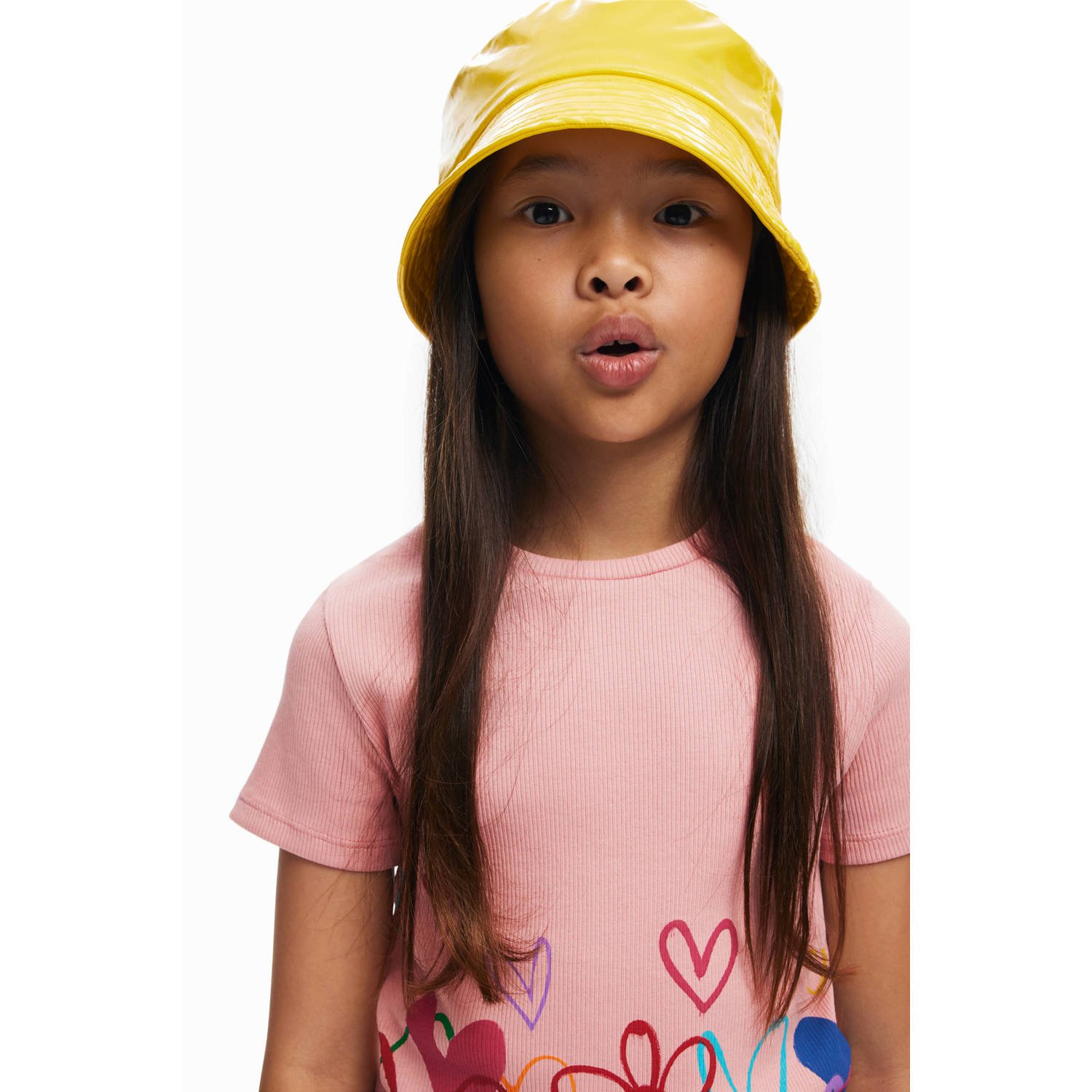 Desigual T-shirt met all over print lichtroze multicolor