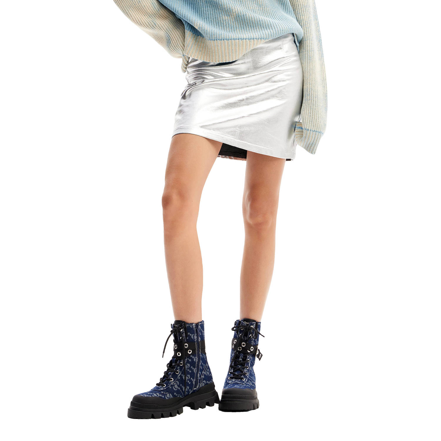 Desigual korte rok zilver
