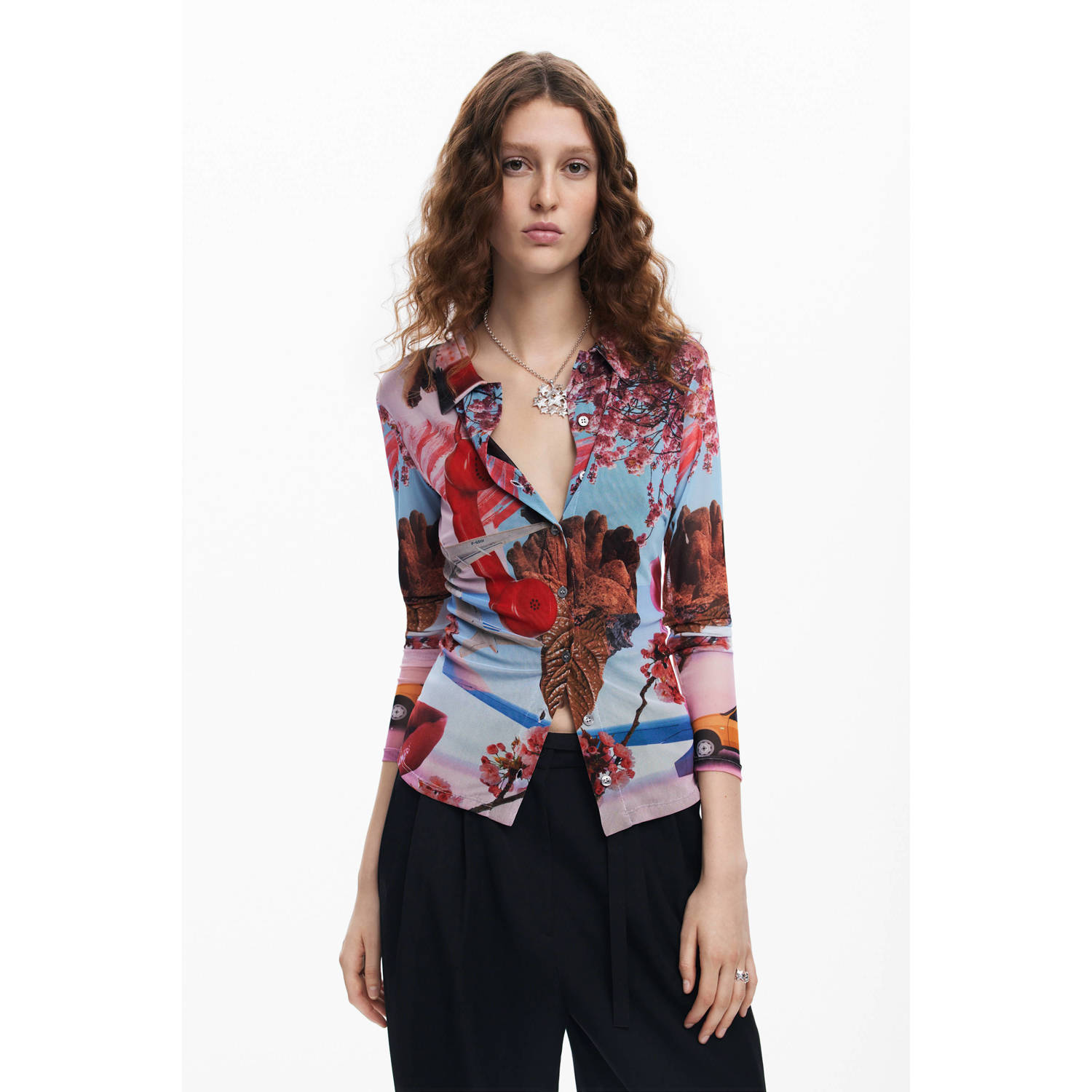 Desigual Bloemenprint Casual Overhemd Multicolor Dames