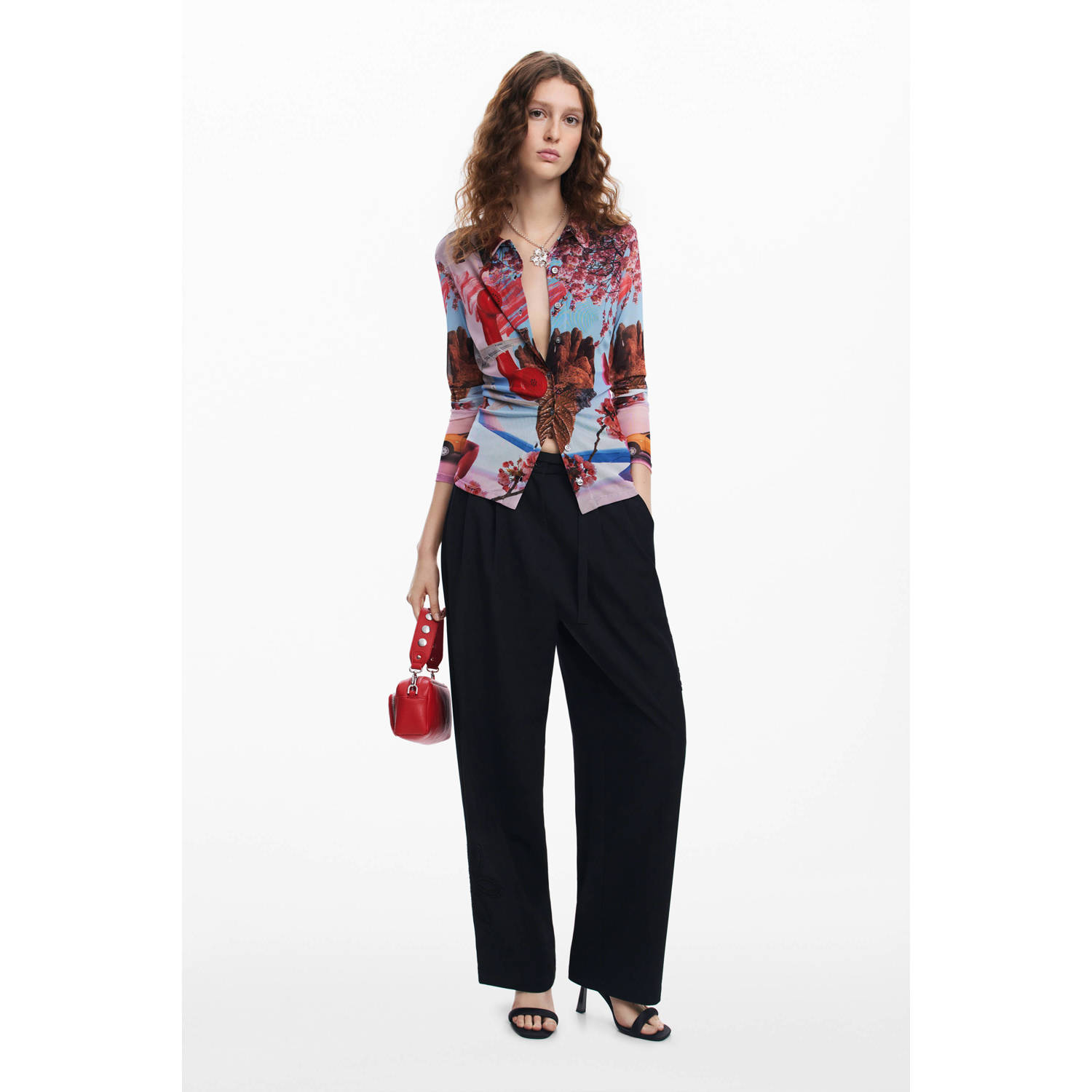 Desigual gebloemde blouse rood multi
