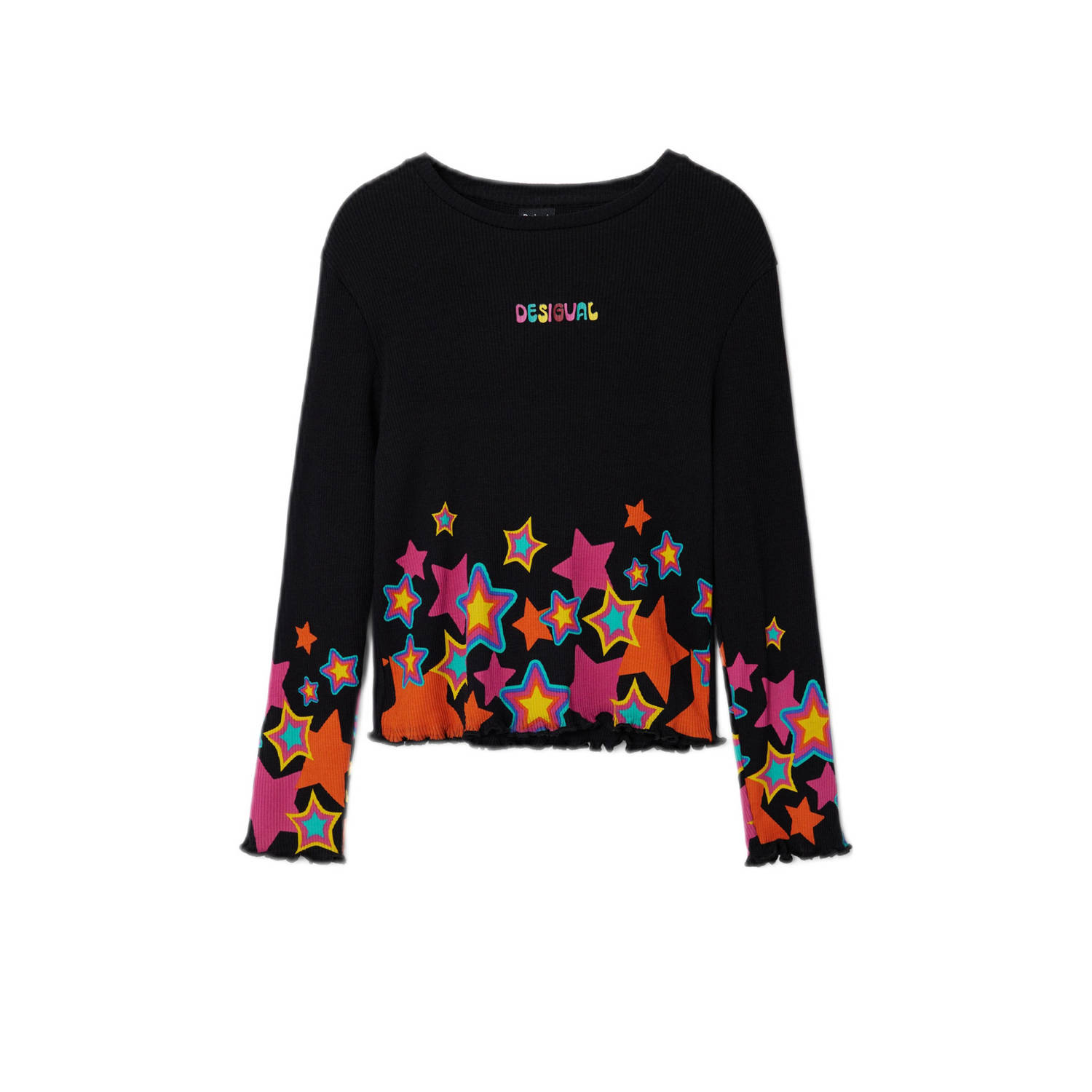 Desigual longsleeve met sterren zwart multicolor