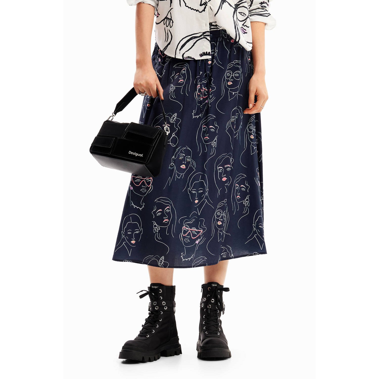 Desigual midi rok zwart