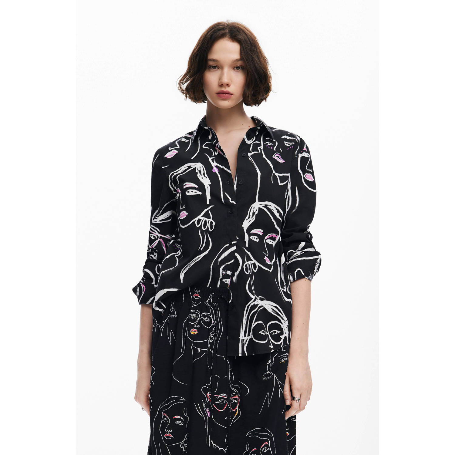 Desigual Overhemd Abstracte gezichten print shirt model lange mouw shirt