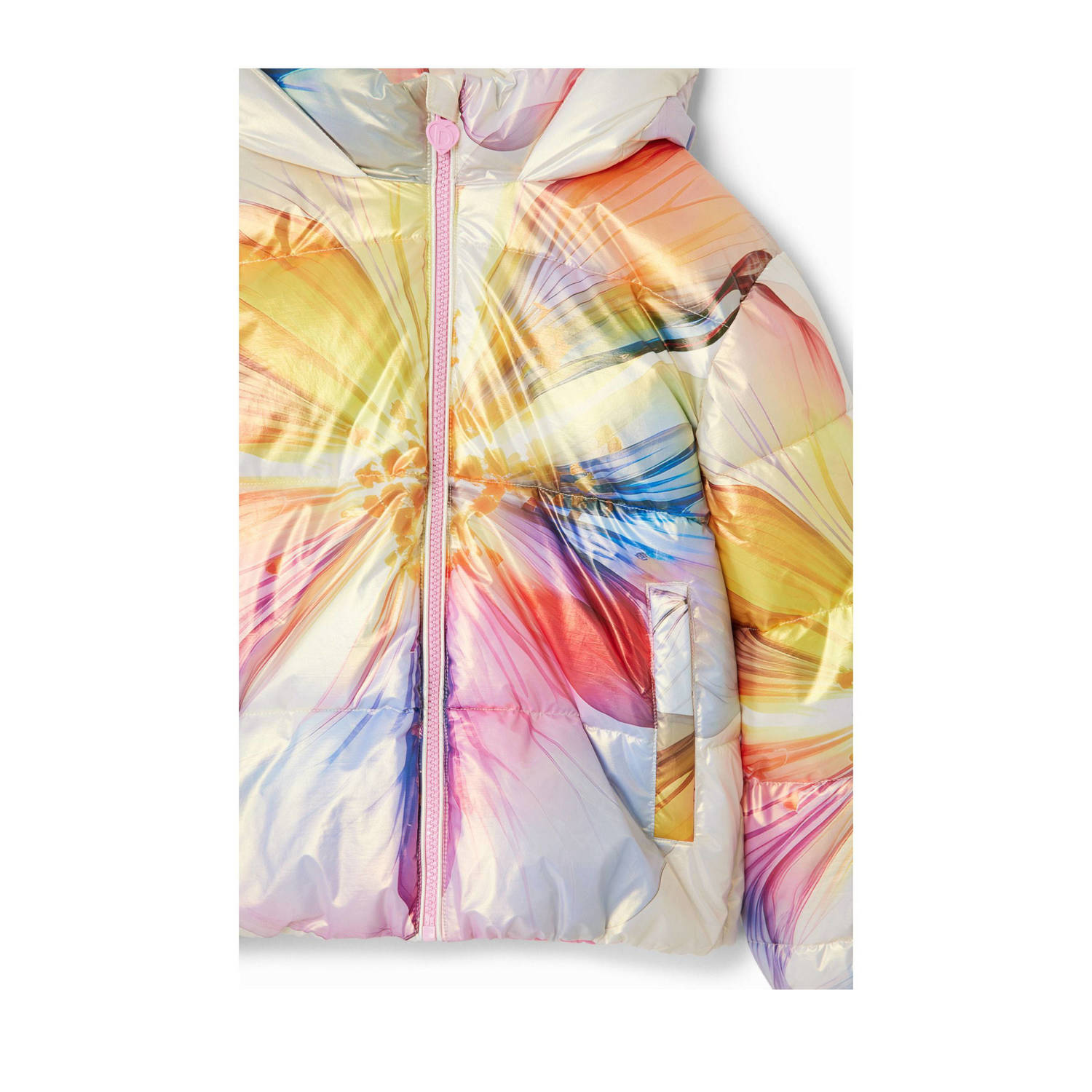 Desigual gewatteerde winterjas met all over print multicolor