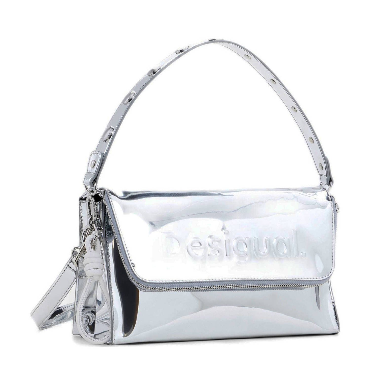 Desigual metallic crossbody tas zilverkleurig