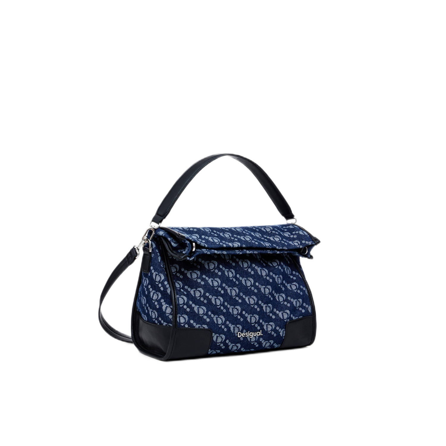 Desigual denim crossbody tas met logoprint donkerblauw