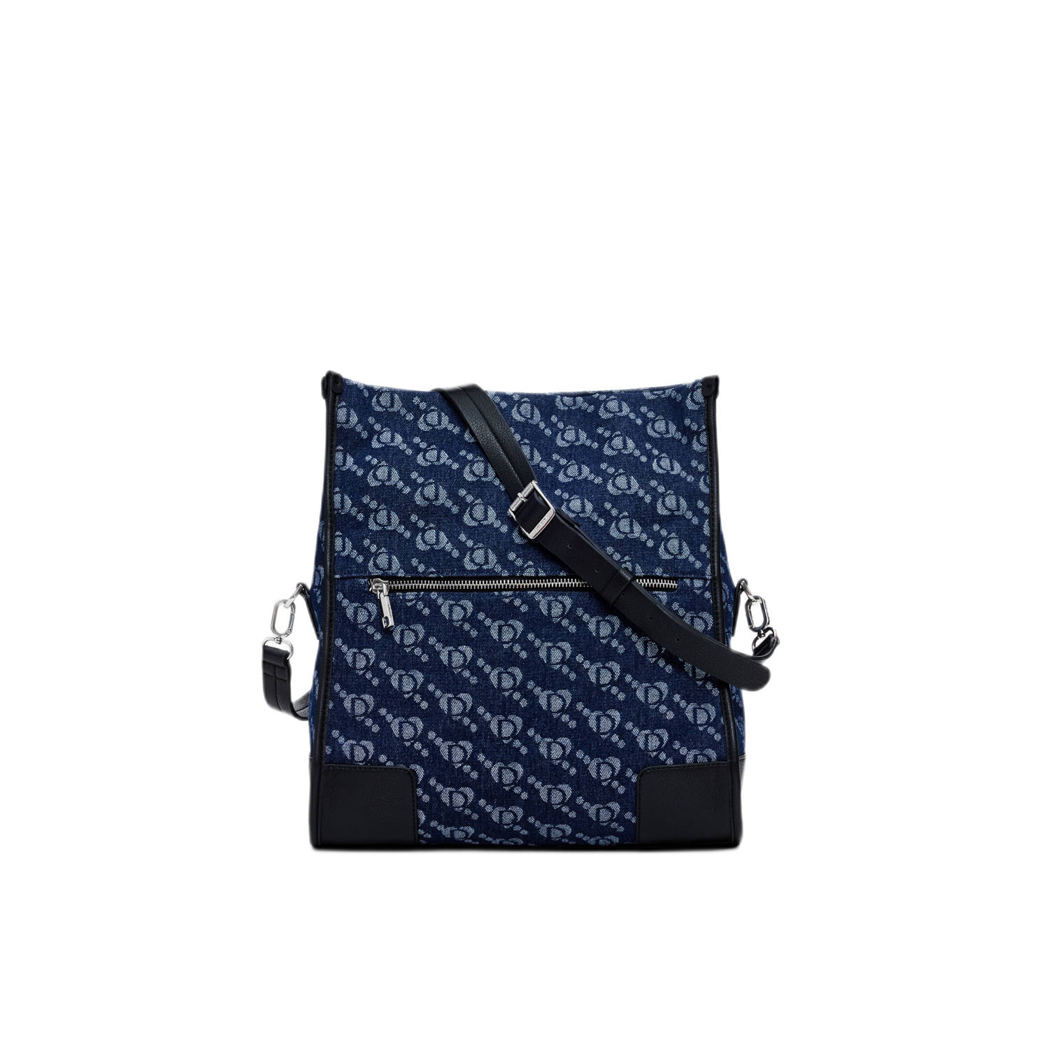 Desigual denim crossbody tas met logoprint donkerblauw