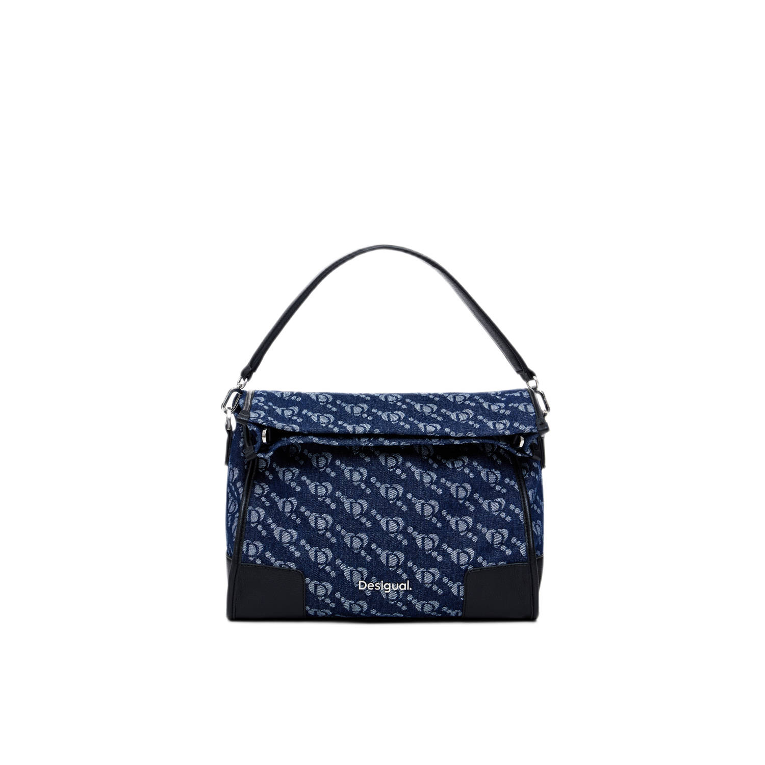 Desigual denim crossbody tas met logoprint donkerblauw