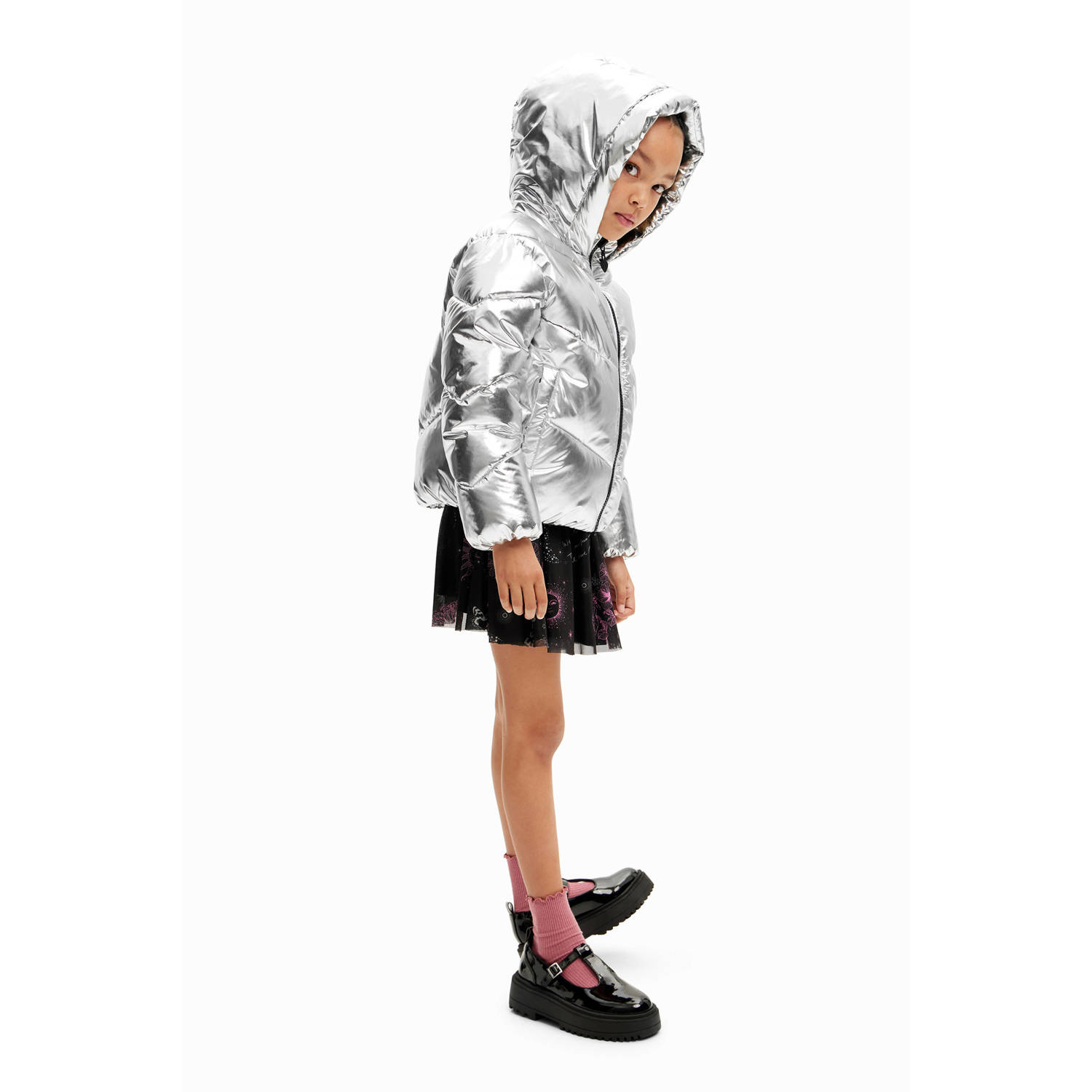 Desigual gewatteerde winterjas zilver